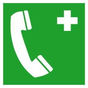 Erste - Hilfe - Schild Notruftelefon