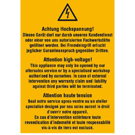 Vorsicht Starkstrom Lebensgefahr Warnhinweis Folie selbstkl.