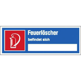 Hinweisschild auf Sicherheitseinrichtung Feuerlscher befindet sich...