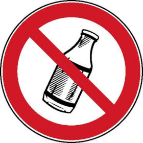 Verbotsschild Flaschen hinauswerfen verboten