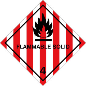 SafetyMarking Gefahrzettel nach ADR Klasse 4.1 Entzndbare, feste Stoffe Flammable Solid
