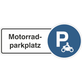 Hinweisschild Motorradparkplatz