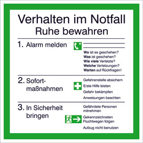 Aushang Verhalten im Notfall