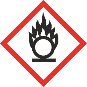 GHS - Gefahrensymbol 03 Flamme ber Kreis Gefahrstoffetikett Folie selbstklebend