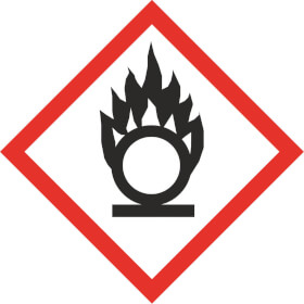 GHS - Gefahrensymbol 03 Flamme über Kreis Gefahrstoffetikett Folie selbstklebend