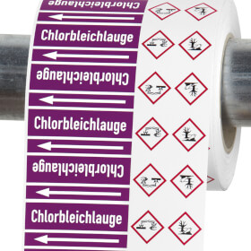 Rohrleitungskennzeichnung auf Rolle - Ausfhrung AG Rollenlnge 33, 0 m,  Rollenbreite 10, 2 cm (1 Symbol) o. 