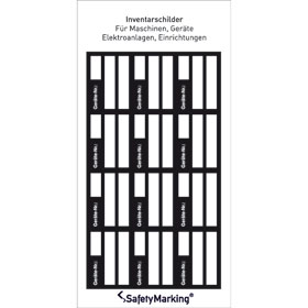Inventarkennzeichnungsetiketten auf Bogen schwarz / wei, Text: Gerte-Nr.: