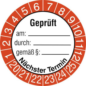 LabelTec Prüfplaketten geprüft am durch gemäß § nächster Prüftermin 2025-2028 Prüfaufkleber Prüfetiketten Vinyl Aufkleber Plaketten Folie selbstklebend wasserfest LTB008 (100, 40mm
