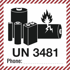 Verpackungsetikett UN 3481 fr Lithium - Ionen - Batterien mit oder in Ausrstungen verpackt