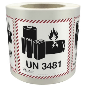 Verpackungsetikett UN 3481 fr Lithium-Ionen-Batterien mit oder in Ausrstungen verpackt