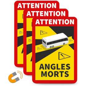 Hinweisschild ATTENTION ANGLES MORTS Bus - 3er Set