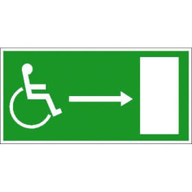 Rettungsschild - nachleuchtend Rettungsweg für Behinderte rechts