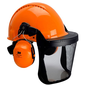3M G3000 Kopfschutz - Kombination 3MO315C orange Komplettset bestehend aus Helm, Metallgittervisier und Gehörschutzkapseln