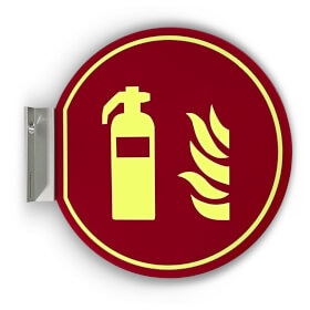 Fahnenschild Brandschutzschild PLUS langnachleuchtend aus Acrylglas rot Feuerlscher