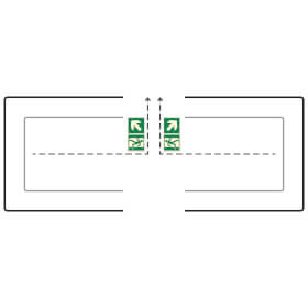 Fahnenschild Fluchtwege langnachleuchtend Notausgang links/rechts abwrts mit Zusatzzeichen