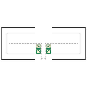 Fahnenschild Fluchtwege langnachleuchtend Notausgang links/rechts abwrts mit Zusatzzeichen