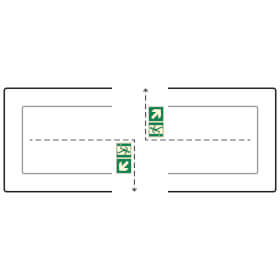 Fahnenschild Fluchtwege langnachleuchtend Notausgang rechts abwrts mit Zusatzzeichen