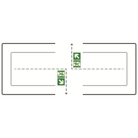 Fahnenschild Fluchtwege langnachleuchtend Notausgang rechts aufwrts mit Zusatzzeichen