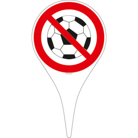 Erdspie mit Verbotsschild Ballspielen verboten
