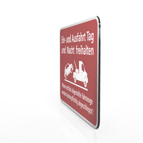 Hinweisschild für Gewerbe und Privat Ein- und Ausfahrt Tag und Nach freihalten - Rot