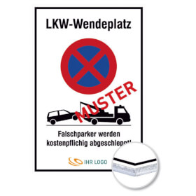 Individuell gefertigtes Parkplatzschild Aluminium 2, 0 mm weiß, Ecken spitz, ohne Bohrung