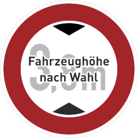 Verkehrsschild / Betriebs -  und Privatkennzeichnung Verbot fr Fahrzeuge ber bestimmte Hhe