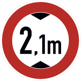 Verkehrsschild Verbot fr Fahrzeuge ber 2, 1 m Hhe VZ: 265 - 2, 1