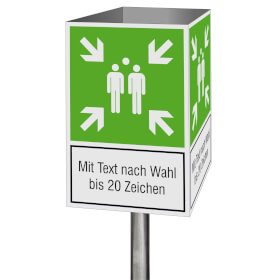 Fluchtwegschild - Würfel Symbol: Sammelstelle und Text nach Wahl