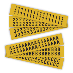 Selbstklebende Ziffern und Buchstaben auf Karte Schrifthhe 16, 0 mm, gelb /  schwarz