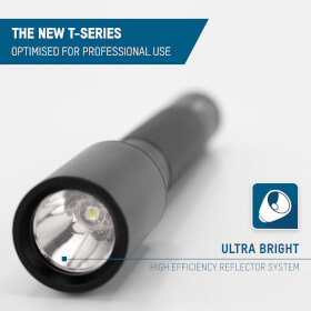 ANSMANN T150 LED-Taschenlampe handliche Metalltaschenlampe, mit hocheffizientem Reflektorsystem