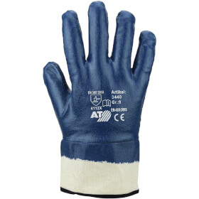 Asatex 3440 Montagehandschuh blau Baumwollhandschuh mit Vollbeschichtung aus Nitril