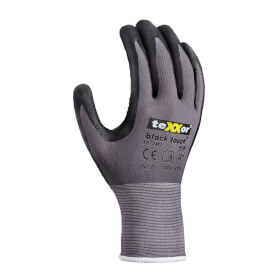 Texxor 2452 Montagehandschuh nylon black touch grau schwarz mit Nitril Beschichtung und Noppen auf der Handfläche