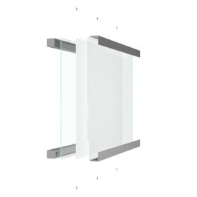 ClampLine Infotafel A4 Glasschild mit 2 edlen Aluminiumhaltern, variabler Klemmbereich