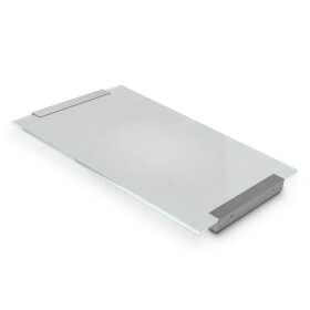 ClampLine Infotafel A4 Glasschild mit 2 edlen Aluminiumhaltern, variabler Klemmbereich