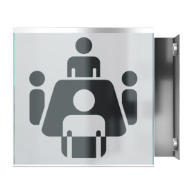 GlasFix Fahnenschild bestehend aus 2 Echtglas - Schildern und einem Edelstahlbügel
