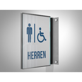 GlasFix Fahnenschild bestehend aus 2 Echtglas-Schildern und einem Edelstahlbügel
