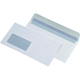 Briefumschlge DIN lang wei mit Fenster Papiergewicht: 80g, mit Hafklebegummierung