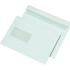 Briefumschläge C5 weiß mit Fenster Papiergewicht: 100g, mit Hafklebegummierung