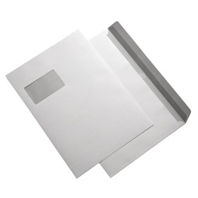 Briefumschläge C4 weiß mit Fenster Papiergewicht: 100g, mit Haftklebegummierung