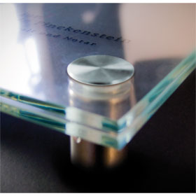 CRISTALLO Türschilder aus Einscheiben-Sicherheitsglas, hochwertiger Edelstahlhalter,