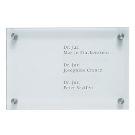 CRISTALLO Wegweiser aus Einscheiben - Sicherheitsglas, hochwertige Edelstahlhalter, 