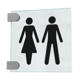 CRISTALLO Fahnenschild aus 1 x 4 mm Sicherheitsglas mit Standardsymbolen