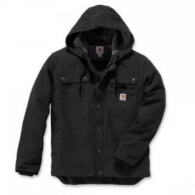 Carhartt Bartlett Jacke schwarz mit Kapuze, 2 Brust - , Innen und Auentaschen