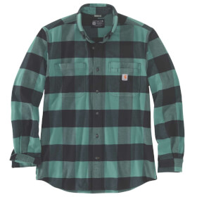 Carhartt Midweight Flannel L / S Plaid slate grün langärmliges Baumwollhemd