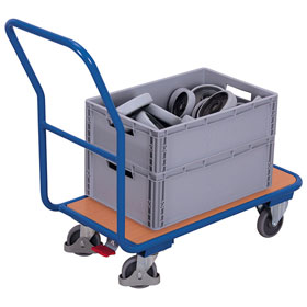 Magazinwagen Transportwagen VARIOFIT  Stahlrohr-Schiebebügelwagen, pulverbeschichtet enzianblau,
