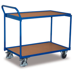 Tischwagen Transportwagen VARIOFIT  Tischwagen mit 2 Ladeflächen, pulverbeschichtet enzianblau,