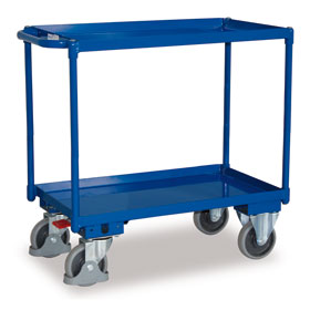 VARIOfit® Tischwagen Transportwagen mit Stahlrahmen und 2 Ladeflächen, waagerechter Schiebegriff, 