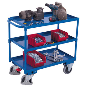 Tischwagen Transportwagen VARIOFIT  Tischwagen mit 3 Ladeflächen, pulverbeschichtet enzianblau,