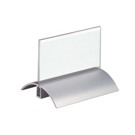 Tischnamensschild hochwertiger Aufsteller mit Acrylglas und Aluminiumfu, 