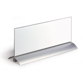Tischnamensschild hochwertiger Aufsteller mit Acrylplatte und Aluminiumfuß, 